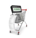 Shopping till receipt, calculator Royalty Free Stock Photo