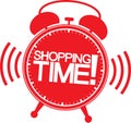 Shopping time alarm clock, vector Royalty Free Stock Photo