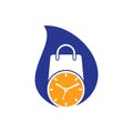 Shopping time drop shape concept vector logo design Royalty Free Stock Photo