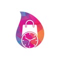 Shopping time drop shape concept vector logo design Royalty Free Stock Photo