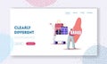 Shopping Tour, Brand Awareness, Sales Offer in Mall, Ad Promotion Landing Page Template. Tiny Female Character