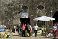 Shopping tourists in Portuguese tourist city Valenca