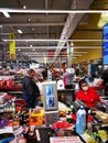 Shopping on the treadmill at the cash register in the supermarket