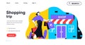 Shopping trip concept for landing page template. Vector illustration