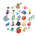 Shopping trip icons set, isometric style