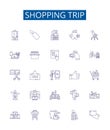 Shopping trip line icons signs set. Design collection of Shopping, Trip, Store, Purchase, Outing, Buy, Item, Shop