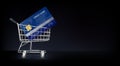 Shopping trolley cart with credit card. Online shopping e-commerce and Pay by credit card quick and easy