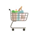 Shopping trolley full of bag and box. Royalty Free Stock Photo