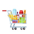 Shopping trolley full of fruit and vegetable Royalty Free Stock Photo