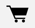 Shopping Trolley Icon. Supermarket Market Cart Basket Commerce Retail Store Wheel Sign Symbol