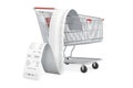 Shopping Trolley With long Receipt. 3D rendering