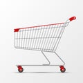 Shopping trolley for shop store supermarket realistic template. Grocery cart