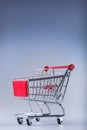 Shopping trolley. Shopping cart. Shopping trolley on muti collored background.