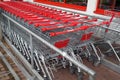 Shopping trolleys of a discount supermarket