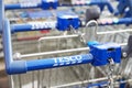 Shopping Trolleys Outside Tesco Supermarket