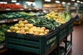 Shopping vegetables and fruits at supermarket, grocery store Royalty Free Stock Photo