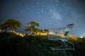 Shopping wagon cart under Milky Way stars