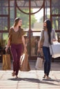 Shopping is a way of life. Two attractive young woman with their shopping bags after a day of retail therapy.