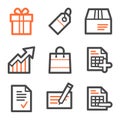 Shopping web icons, orange and gray contour series Royalty Free Stock Photo