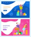 Shopping Web Page People Shopaholic and Line Art