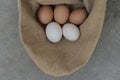 fresh hens eggs and duck eggs