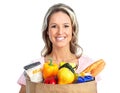 Shopping woman with a bag of food Royalty Free Stock Photo