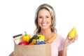 Shopping woman with a bag of food Royalty Free Stock Photo