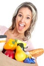 Shopping woman with a bag of food Royalty Free Stock Photo