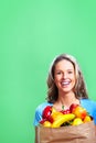 Shopping woman with a bag of food Royalty Free Stock Photo