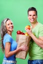 Shopping woman with a bag of food Royalty Free Stock Photo