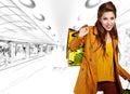 Shopping woman at a draw mall Royalty Free Stock Photo