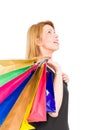 Shopping woman looking up Royalty Free Stock Photo