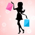 Shopping Woman Means Commercial Activity And Buying