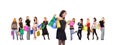 Shopping women group isolated Royalty Free Stock Photo