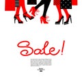 Shopping women. Sale design with beautiful girl silhouettes