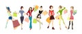 Shopping women set. Royalty Free Stock Photo