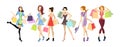 Shopping women set. Royalty Free Stock Photo