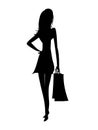 Shopping women vector.Shopping woman silhouette