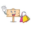 Shopping wooden board character cartoon