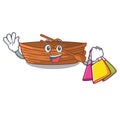 Shopping wooden boats isolated with the cartoons