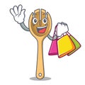 Shopping wooden fork character cartoon