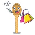 Shopping wooden spoon character cartoon