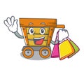 Shopping wooden trolley character cartoon