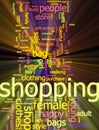 Shopping word cloud glowing Royalty Free Stock Photo