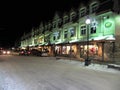 The shops of Banff high street at night