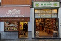 Shops with chocolate and beer traditional in Belgium