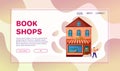 Shops facades flat vector colorful illustrations set Royalty Free Stock Photo