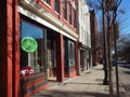 Shops Line the Sidewalk in Downtown Raleigh, North Carolina