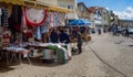 Shops on the main street of Nazare, Portugal.