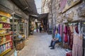 Shops in palestinian bazaar souk area of jerusalem israel